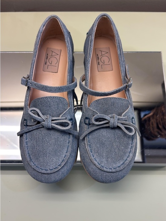 Agl Shoes - AGL Denim made in Italy casual leather Mary Jane Loafers - Blue NWT bow